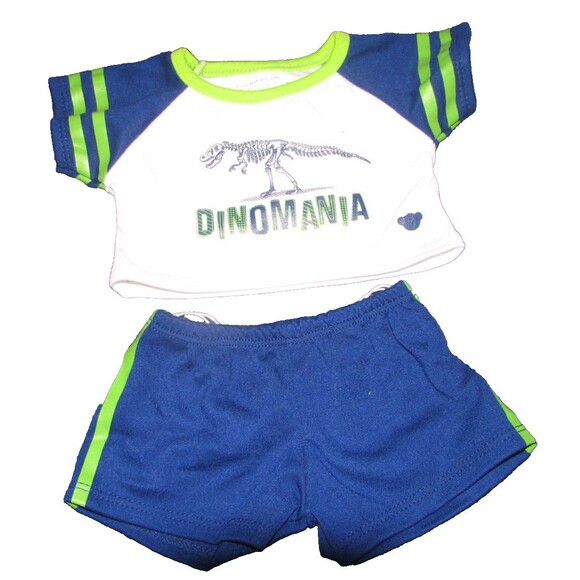 Other - Build a Bear Shorts & Shirt Set Dinomania Dinosaur Blue White